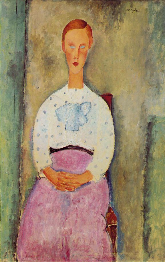 Girl with a Polka-Dot Blouse - Amedeo Modigliani Paintings
